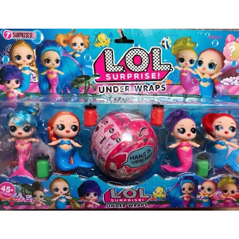 Kit 4 Bonecas lol Surprise Sereias Under Wraps Articulado + Bola Grande ...