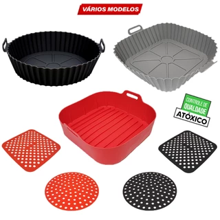 Forma Cesto de Silicone para Air Fryer Antiaderente Redonda ou Quadrada