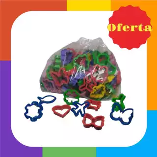 100 FORMINHAS CORTADOR DE MASSINHA de modelar infantil..OBS : CORES E MODELOS SORTIDOS ( SEM OPÇÃO DE ESCOLHA PODENDO REPETIR CORES E FORMATOS.