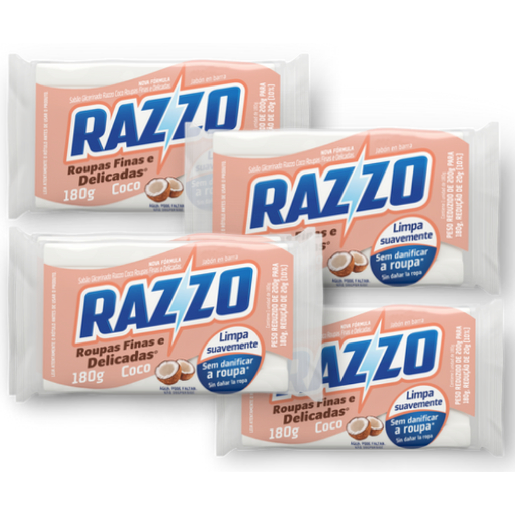 Kit 04 Sabao de Coco Glicerinado em Barra Razzo Roupas Finas e ...