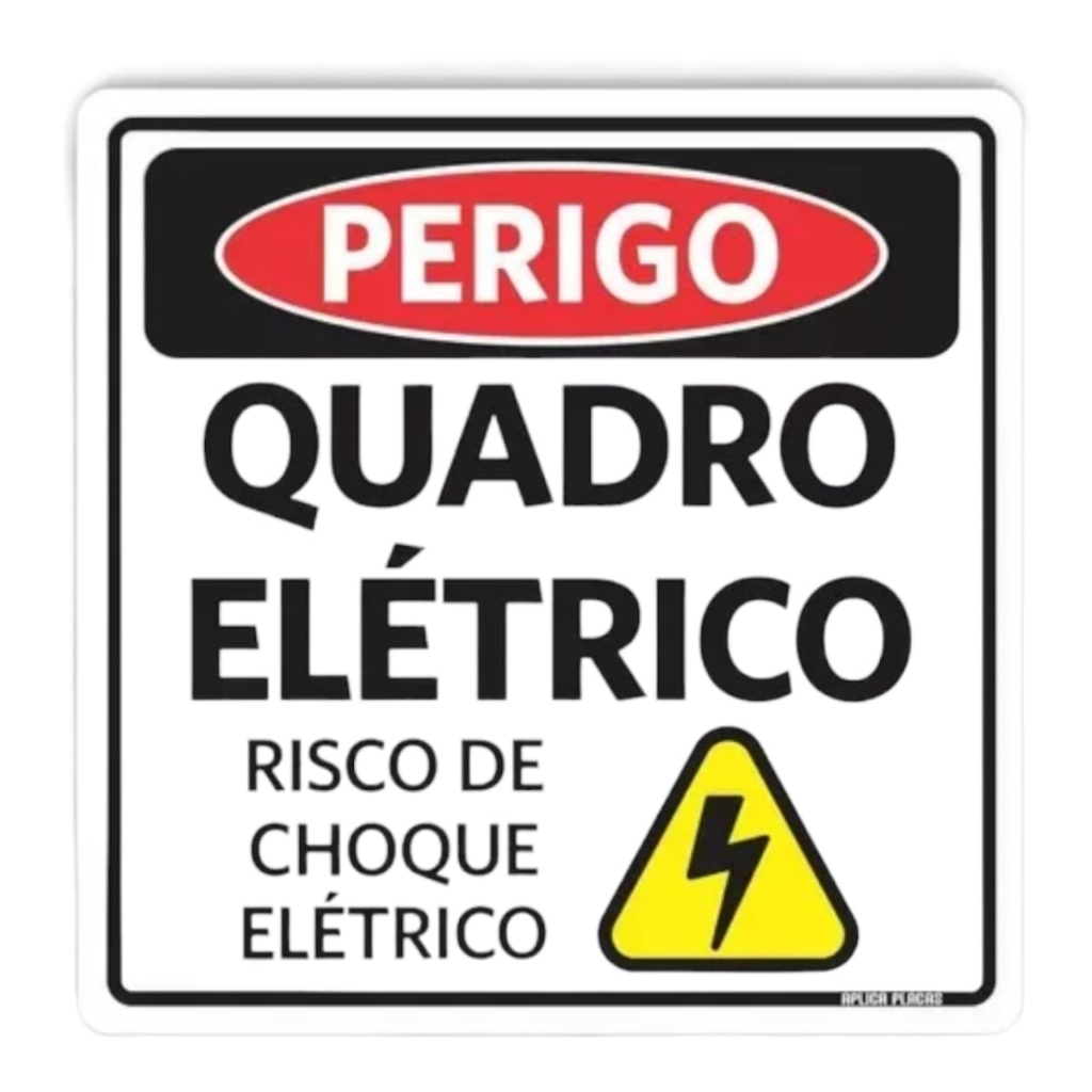 Placa De Sinalização Perigo Quadro Elétrico Risco De Choque