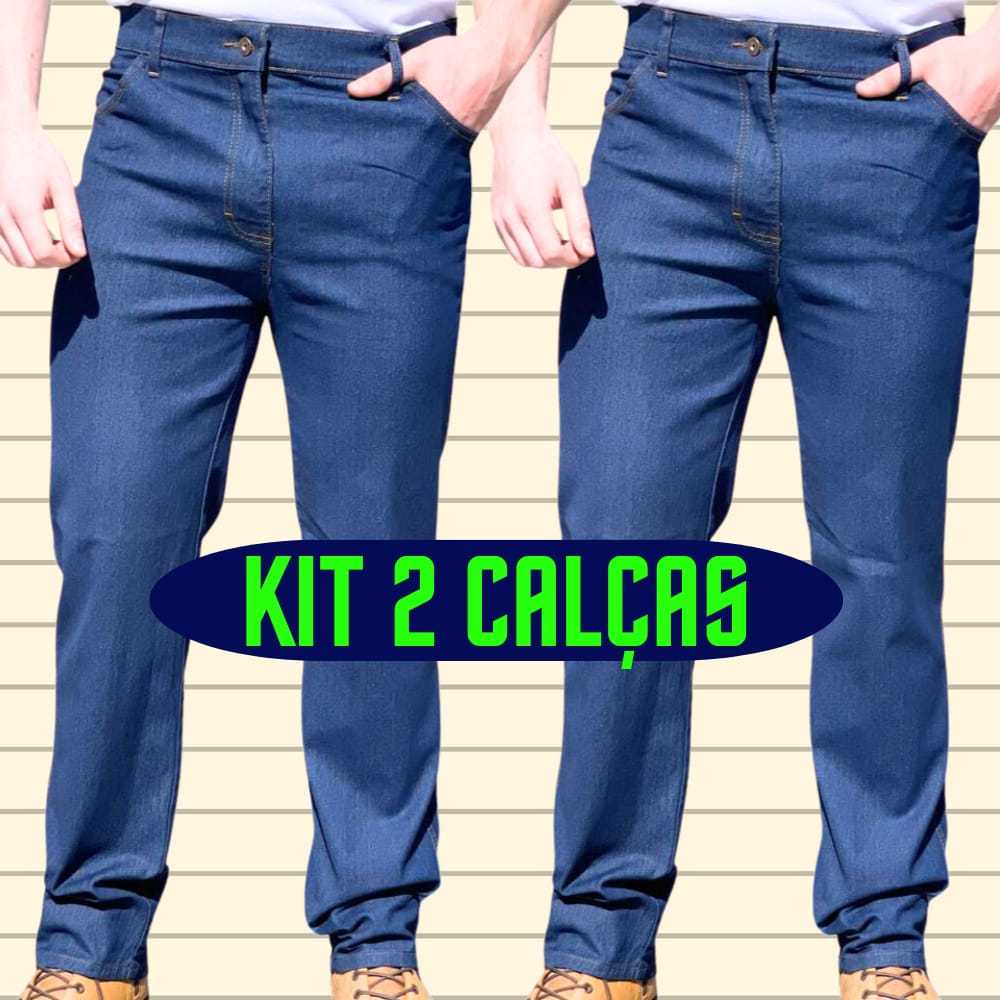 Calça Jeans Masculina Kit com Calças tem Lycra Preta Azul Escura 36 38 40  42 44 46 48 50 52 54 56