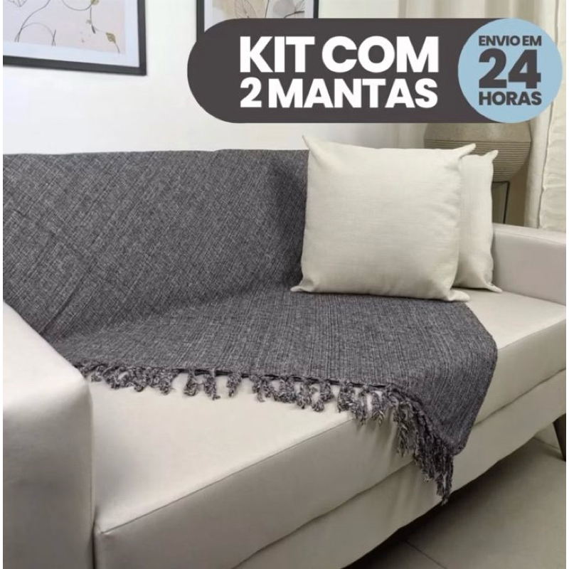 Kit 02 Mantas para Sofá Decorativo 2,10 x 1,20 Direto da Fábrica Melhor Preço