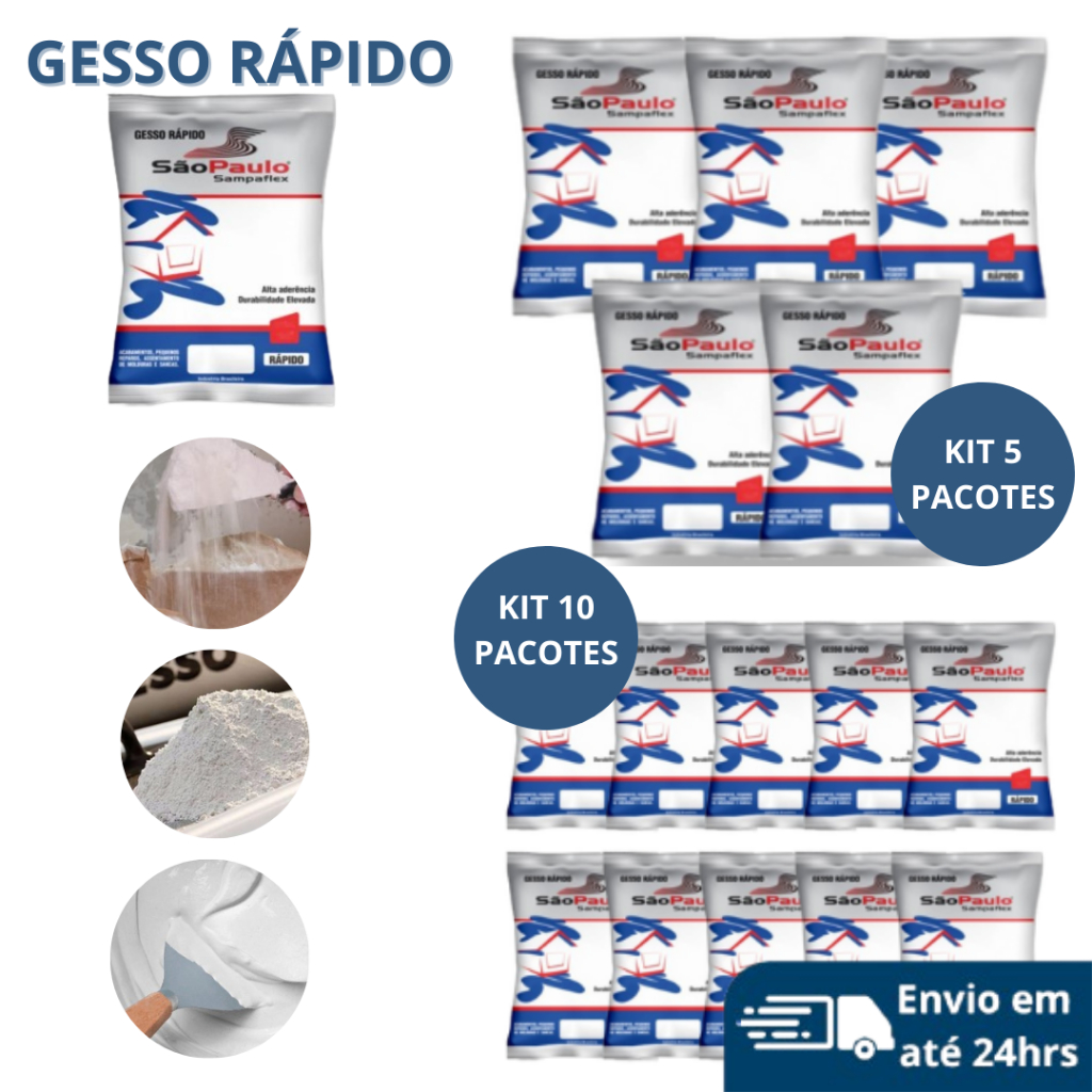 KIT GESSO EM PÓ SECAGEM RÁPIDA 1kg - 5KG OU 10KG PARA ARTESANATO ...