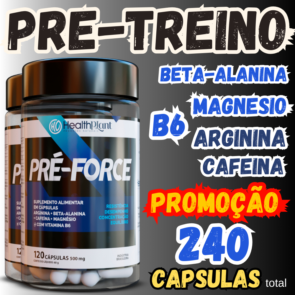 Pré-Force - Suplemento Pré-Treino com Cafeína, Beta-alanina, Arginina ...