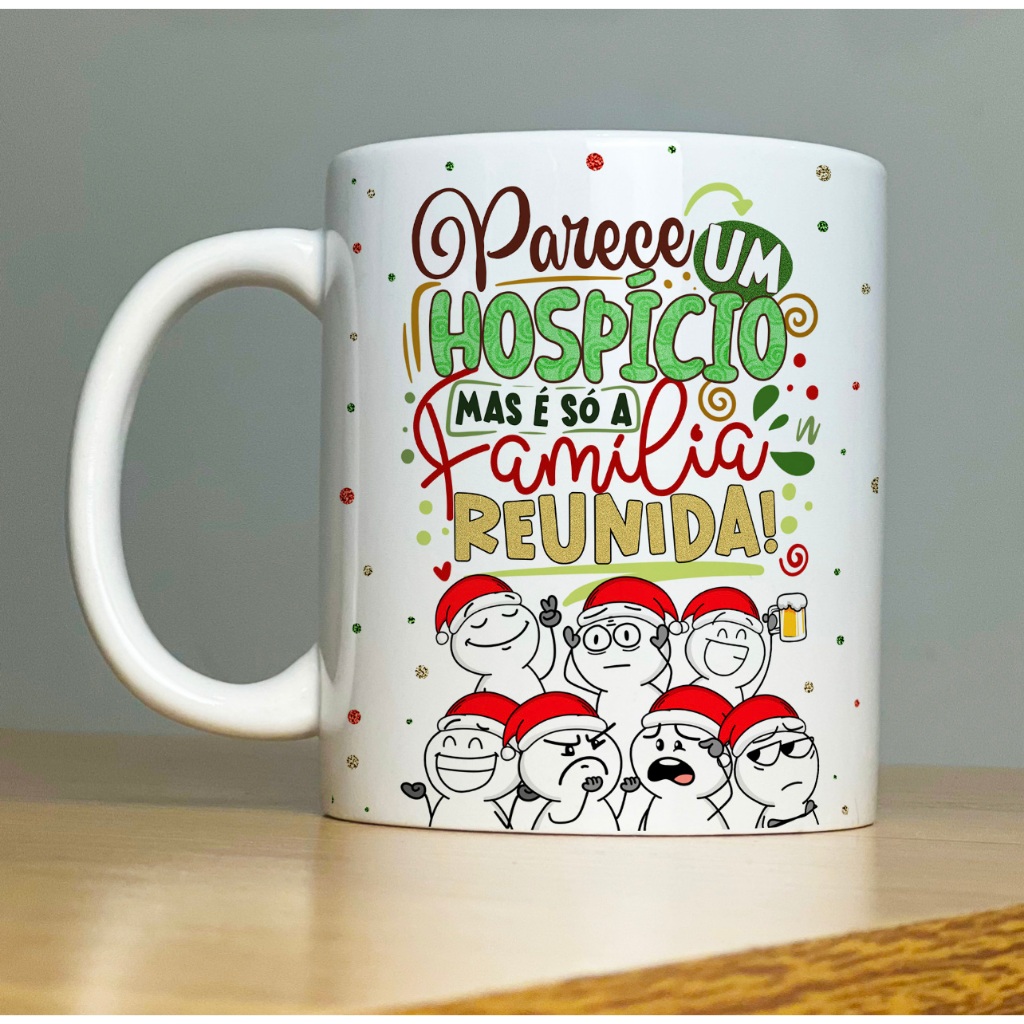 Caneca de Porcelana Flork Feliz Natal Presente Amigo secreto Vários modelos