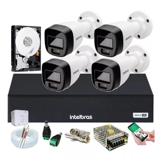 Kit 4 Cam Intelbras Full Color C/ Audio Dvr 8c C/ Hd Incluso