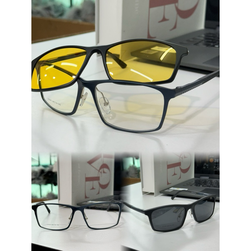 Óculos clipon 3 em 1 Masculino Armação + Solar Alumínio / Curvado 005