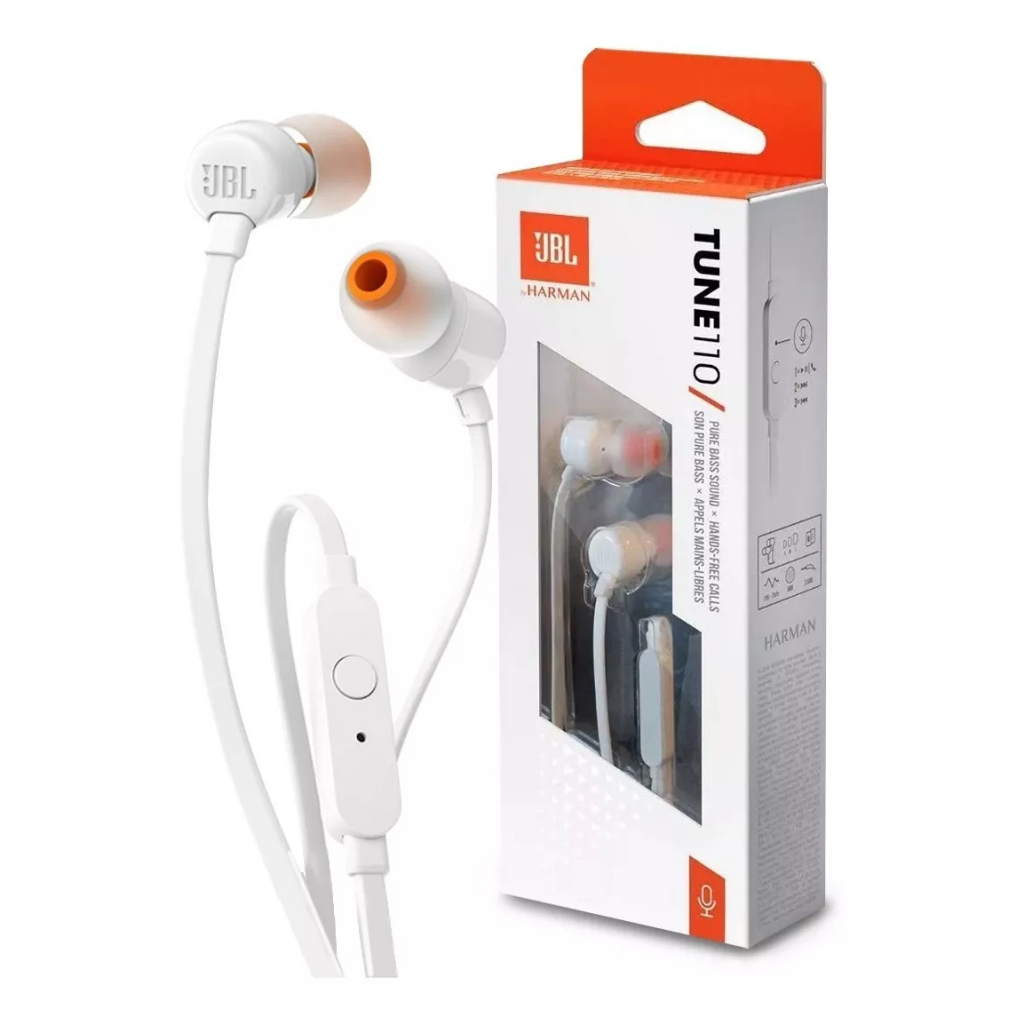 Tune 110 Branco Jbl fone De Ouvido Intra-auricular Com Fio Pure Bass Sound