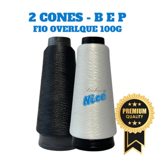 Kit 2 Fio Overloque 100g CADA - Para Maquina Overloque - Branco, Preto e Colorido. em Oferta na Shopee