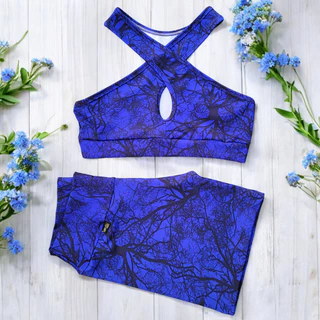 Conjunto Fitness Short E Top Roupa De Academia Estampado Feminino