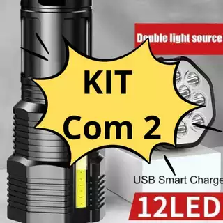 KIT COM 2 Lanternas tatica Led Potente 1500m 4 Recarregável Usb Portátil Ultra Brilhante Com Uso Externo De Longo Alcance MT183 (8)