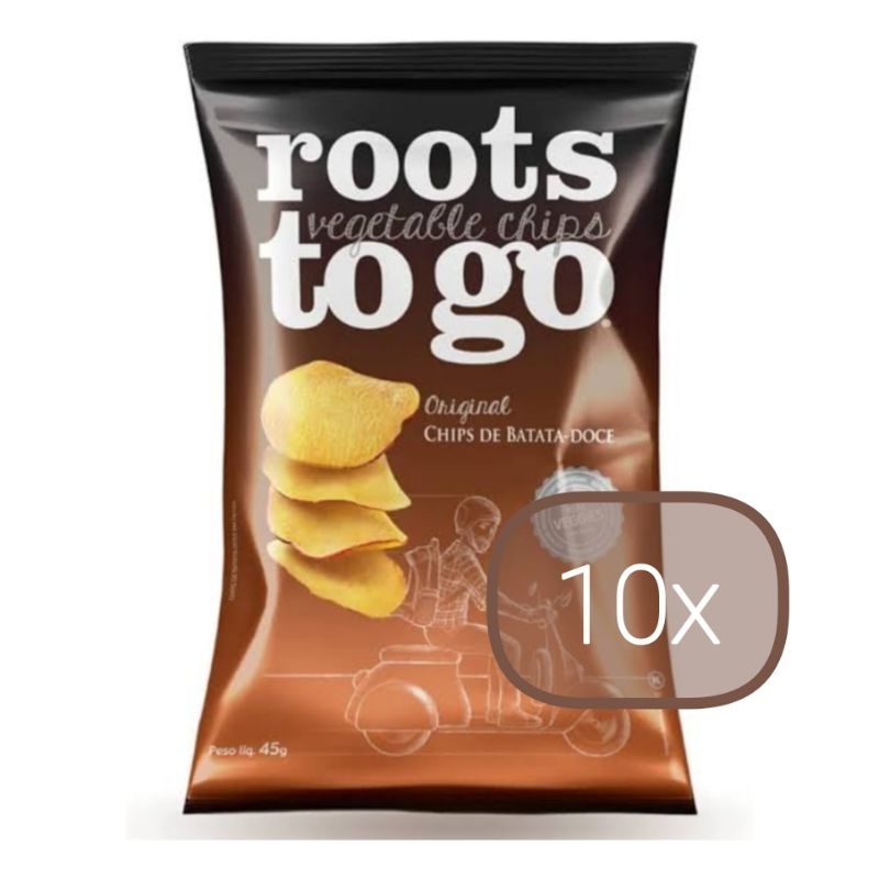 Caixa com 10 pacotes Roots To Go Chips De Batata Doce 45g cada | Shopee ...