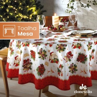 Toalha de Mesa Redonda Dohler 4 lugares Athenas Natal 111 medidas 1,60 m