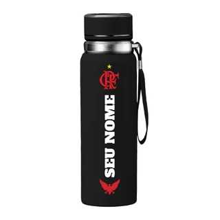 Garrafa Térmica de Clube de Futebol Personalizada do Mengão Raça Rubro-Negra CRF com Nome - Aço 316 Inoxidável 800ml [G-015]