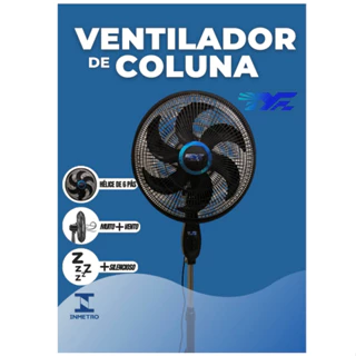 Ventilador De Coluna Preto 40cm Turbo 6 Pás ventilador de pé 110v/220v
