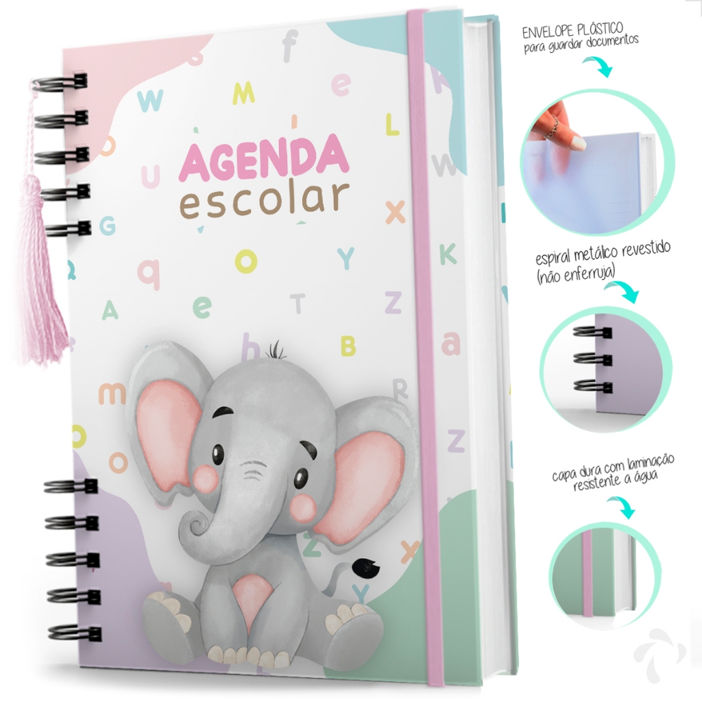 Agenda Creche Infantil Capa Dura Rotina Menina Elefante | Shopee Brasil