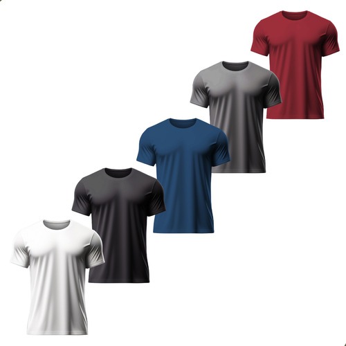 Kit 5 Camisetas Dry Fit Masculina - Casual - Treino - Academia - Esportes - Exercícios - Corrida