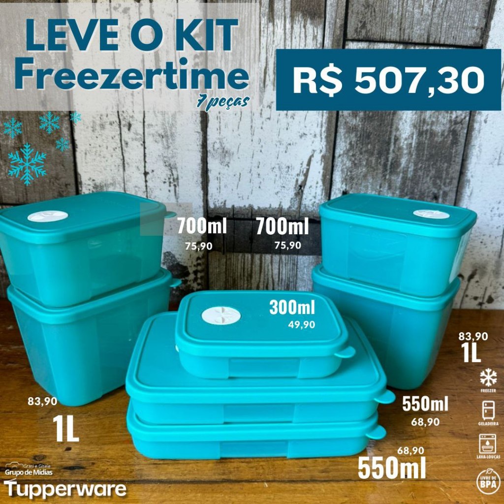 PDA Peças Freezertime super caixa com grade espaçosa Tupperware