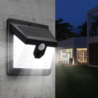 Luminária Solar Parede Automática 40 Led Sensor Presença 3 Funções Cor Preto