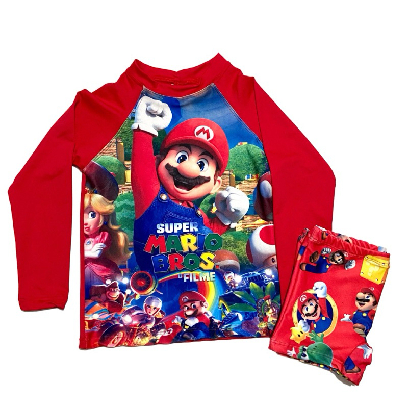 Conjunto Infantil Super Mario Bros Proteção Solar Uv50 Menino