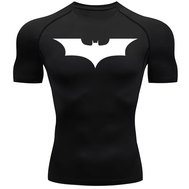 Camisa Camiseta Compressão Batman Manga Curta Treino Academia Fitness