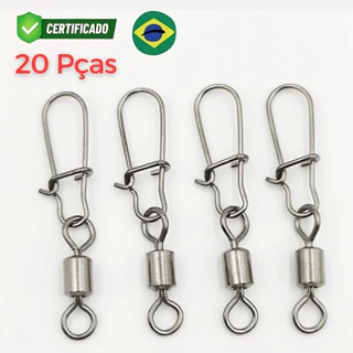 20 PCS Pino Conector De Pesca Rolamento Giratório Giratório Acessórios De Pesca Aço Inoxidável Lider snap 23Kg