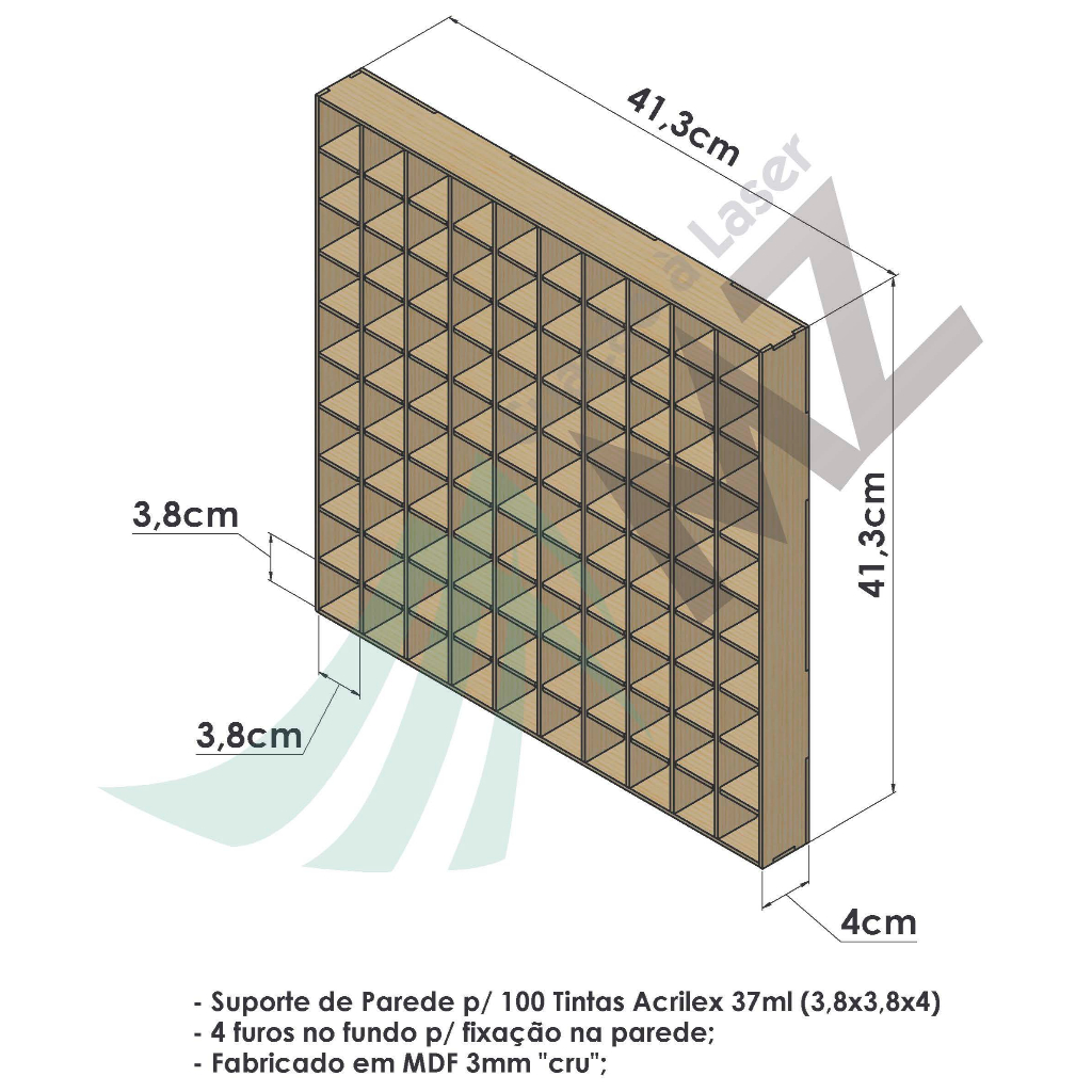 Suporte P/ 100(cem) Tubos Tintas Acrillex 37ml