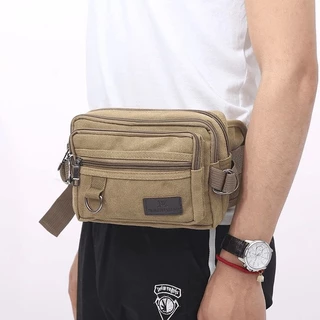 Pochete Bolsa Grande em Lona Reforçada com 4 zíper Cintura