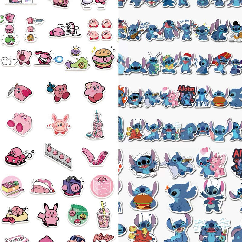 20 Peças Adesivos Rosa Desenho Kirby e Stiti Fofo Kwai Planejador