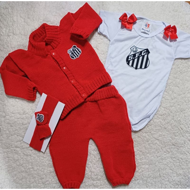Conjunto abriguinho de lã e body bebê do Shopee Brasil