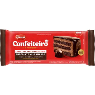 Cobertura Confeiteiro Meio Amargo em Barra 1,010kg Harald