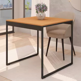 Mesa de Jantar Quadrada Industrial Pés Metal 80x80 cm 4 lugares Para Apartamento