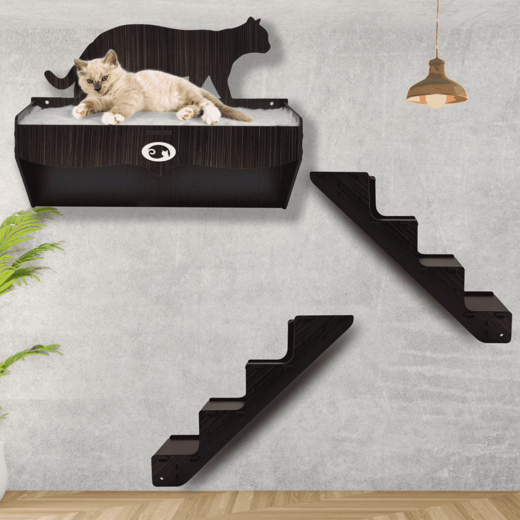 Cama para Gatos de Parede Suspensa + Kit 2 Escadas Playground Gato ...
