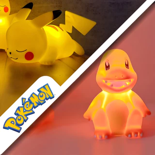 Luminária + Caixa Pokémon Pikachu e Charmander, Abajur Luz Noturna Decoração Anime