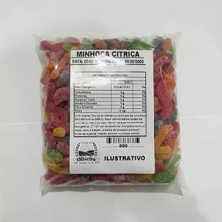 Bala de Goma Minhoca Ácida 1kg