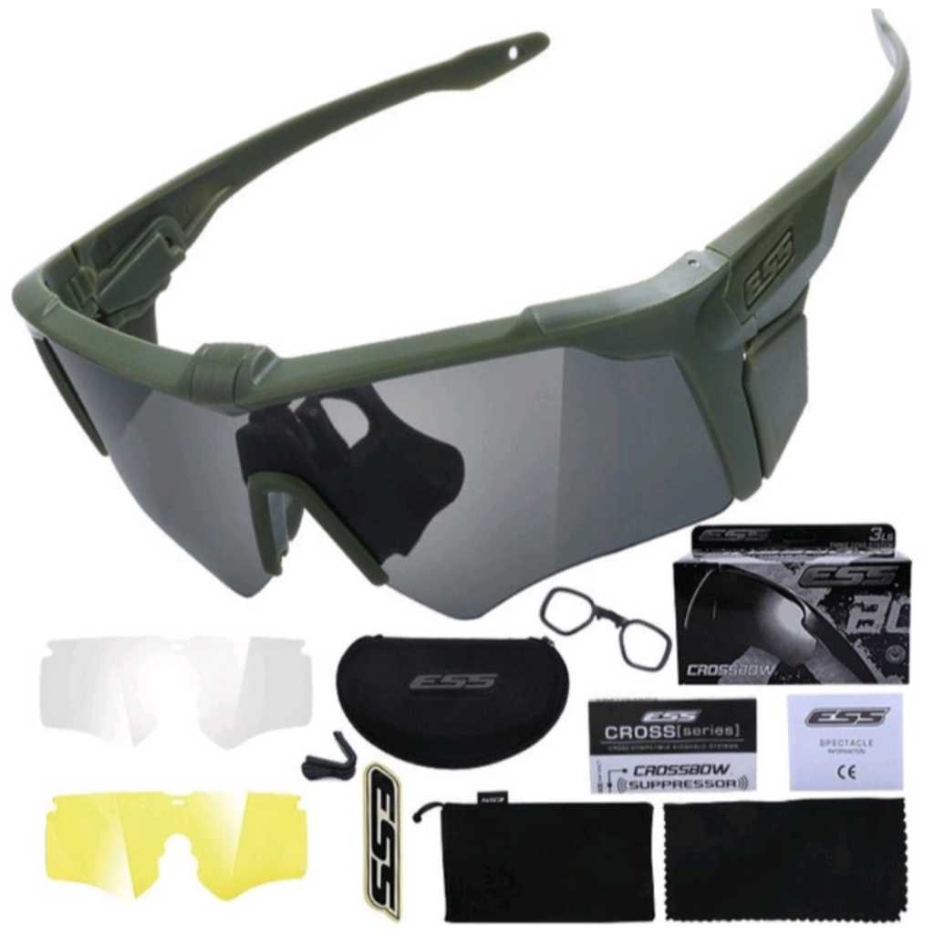 Óculos Ess Crossbow Tático Airsoft 3 Lentes + Estojo | Shopee Brasil