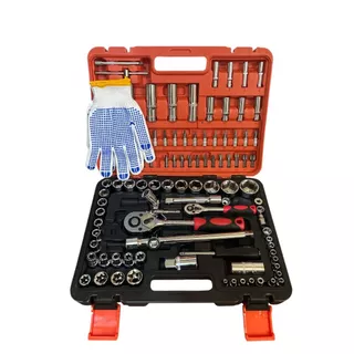 Jogo de Soquete Aço CRV Profissional 108 Pcs Catraca 1/2 e 1/4