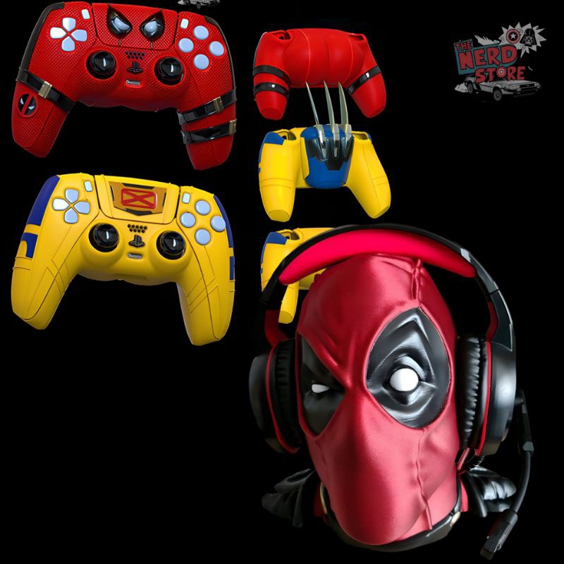 Kit 2 capa de controle Deadpool e Wolverine+ suporte para fone de ...
