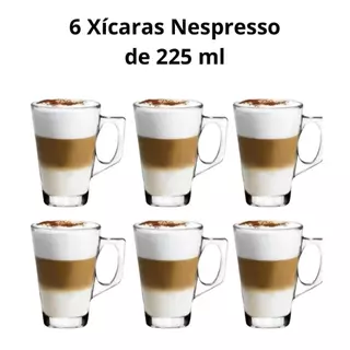 Jogo 6 Canecas Xícaras Nespresso Vidro 225ml Café
