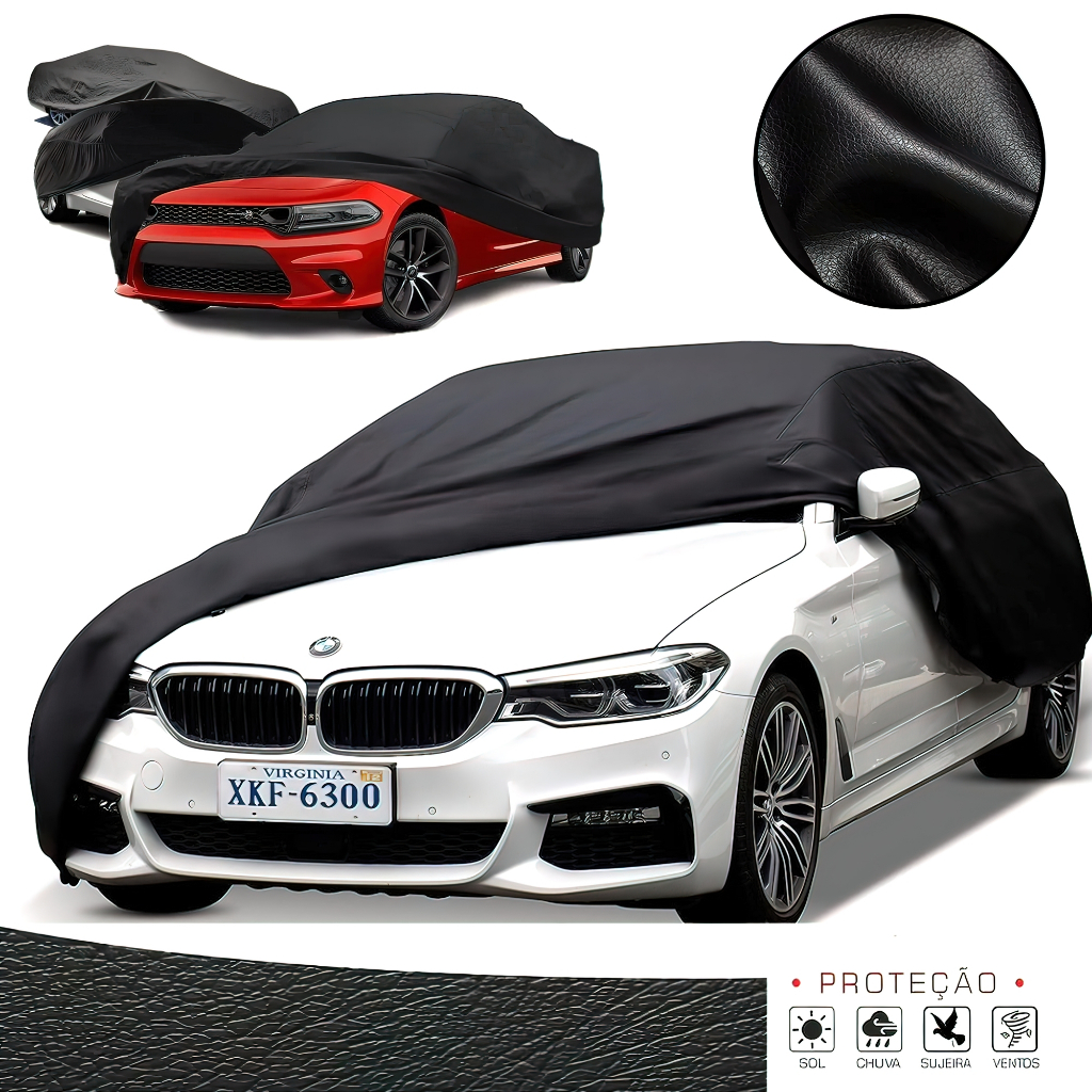 Capa de Cobrir Carro em Couro Ecológico Forro Aveludado Reforçada Impermeável P M G