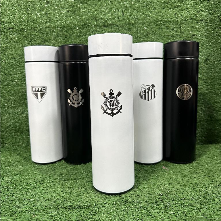 Garrafa Térmica Personalizada a Laser com Seu Time Visor de LED Marcador de Temperatura 500ml