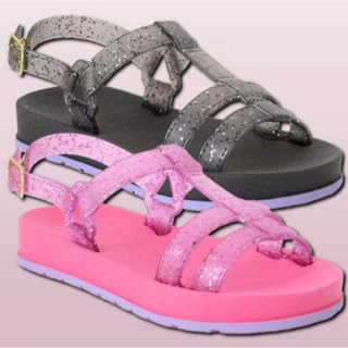 Sandália Papete Infantil Meninas Brilhante Bia Confort + Bolsa