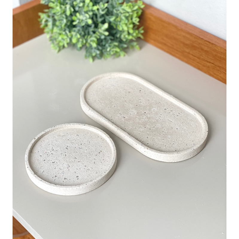 Conjunto 2 peças bandejas decorativas impermeável de cimento artesanal ...