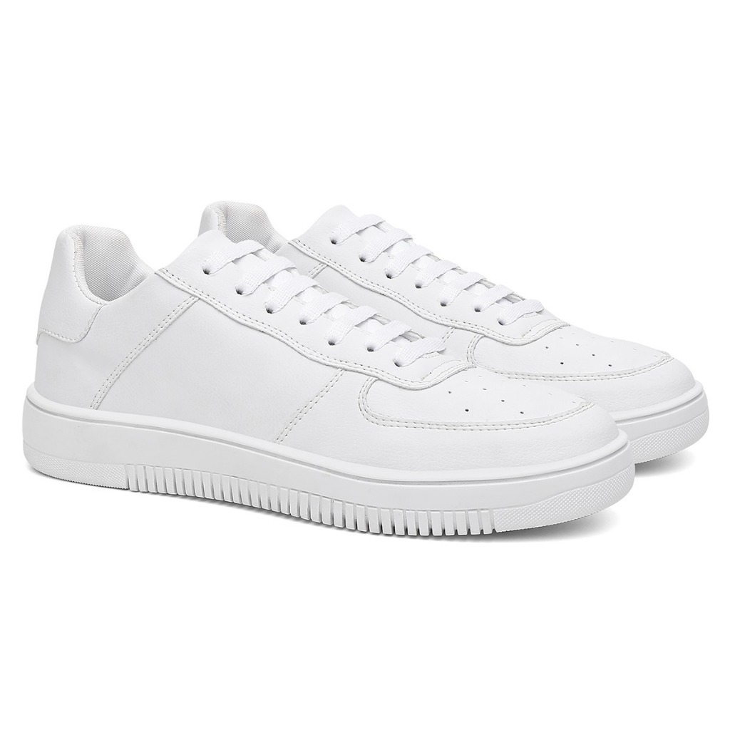 Tenis Air Masculino Basico Casual Liso Leve Ortopédico Branco E Preto Force Promoçao