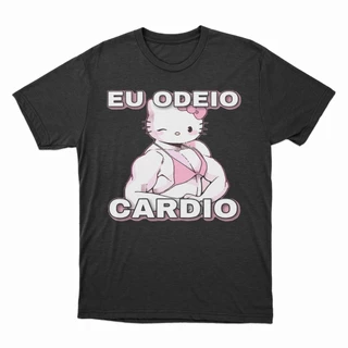 Camiseta Academia Hello Kitty Treino Maromba Bombada Eu Odeio Cardio 100% Algodão Unissex