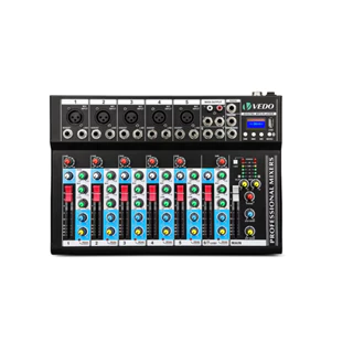 VEDO 7 canais Misturador portátil profissional de som Consola de mistura Reproduzir Gravar Reprodução no computador Mini misturador de áudio Transmissão de podcast