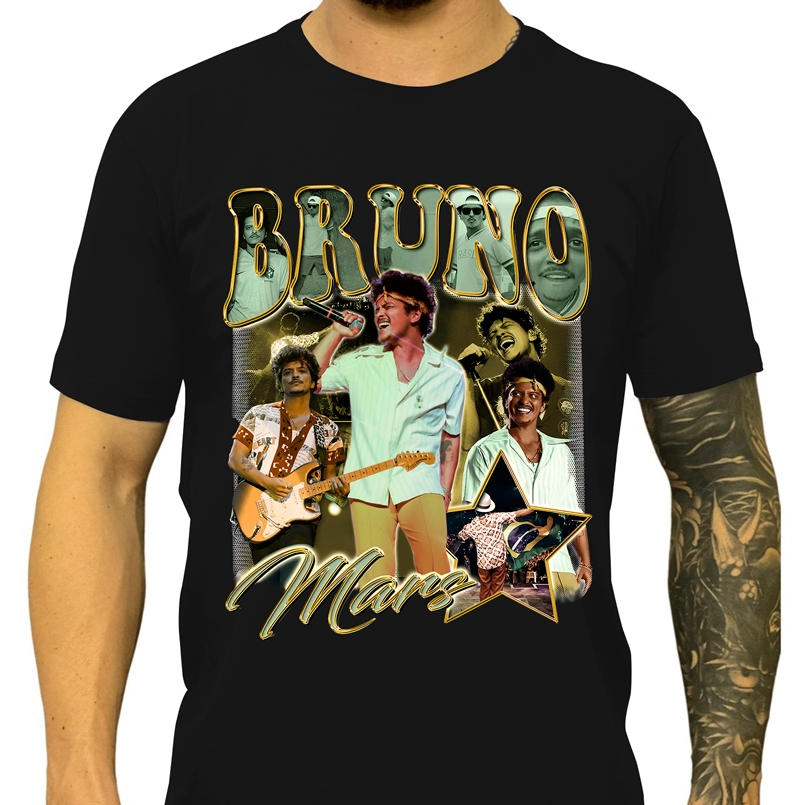 Camiseta Bruno Mars Unissex Cantor Pop Camisa 100% Algodão | Shopee Brasil