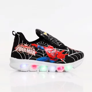 Tênis Infantil Masculino Menino De Led Luzinha Homem Aranha Confortável Macio Leve Envio Imediato B