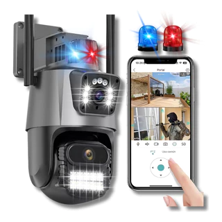 Camera Segurança Wifi Externa com Lente Dupla 2k 6mp Sirene Policial Vigilância PTZ